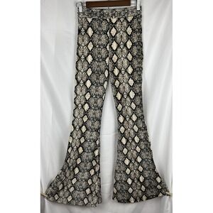 NWT Entro Snake Print High Waisted Flare Pants Women's Small Boho Retro Festival
